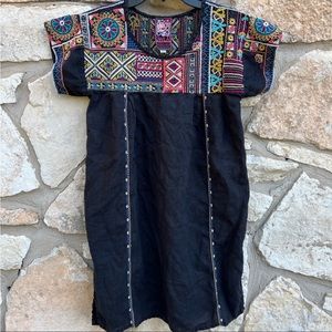 Johnny Was Black Dress with Multicolor Embroidery